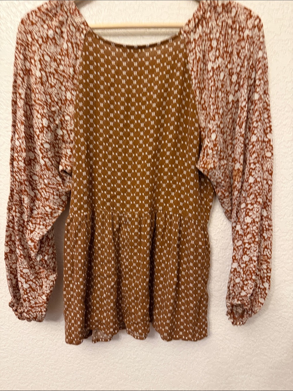 Women's Rust Brown Floral Peasant Blouse - Picture 8 of 8